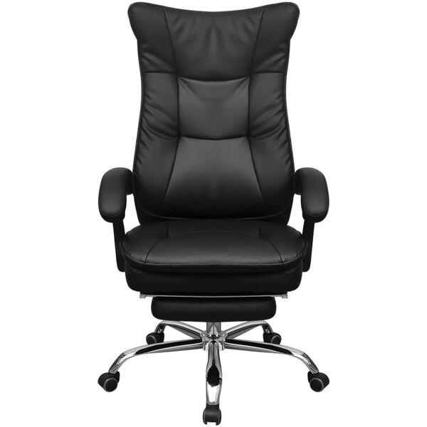 vidaXL Chaise de bureau inclinable avec repose-pieds Noir