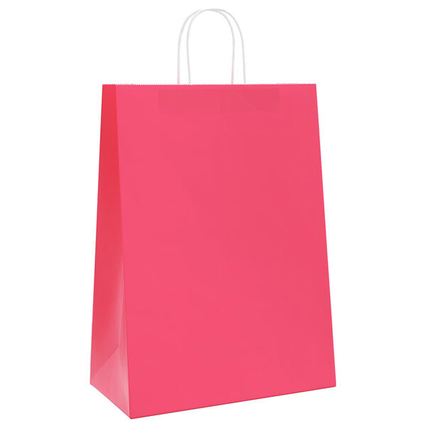 vidaXL Sacs en papier 250 pcs avec poign&eacute;es rose 32x17x44 cm