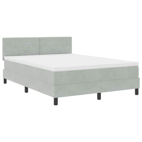 vidaXL Lit &agrave; ressorts avec matelas Gris clair 160 x 200 cm Velours