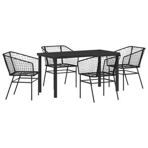 vidaXL Ensemble de salle &agrave; manger pour jardin 5 pcs Noir polyrotin