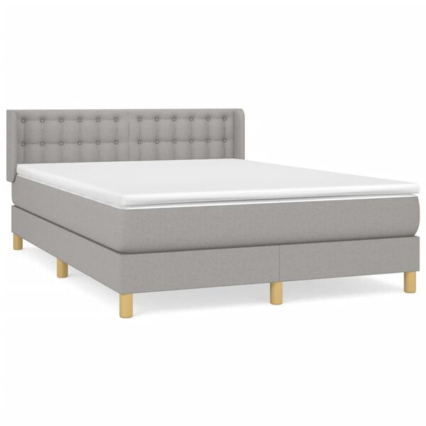 vidaXL Sommier &agrave; lattes de lit avec matelas Gris clair 140x200cm Tissu