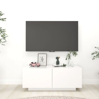 vidaXL Meuble TV Blanc brillant 100x35x40 cm Aggloméré