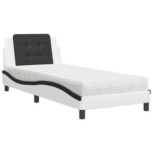 vidaXL Cadre de lit sans matelas Zadar blanc et noir 90x190 cm similicuir