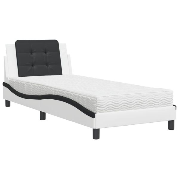 vidaXL Cadre de lit sans matelas Zadar blanc et noir 90x190 cm similicuir