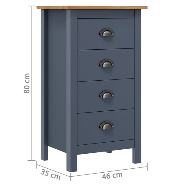 vidaXL Buffet Hill Gris 46x35x80 cm Bois de pin solide