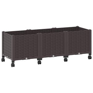 vidaXL Jardini&egrave;re avec Roues Marron 120 x 40 x 44 cm PP