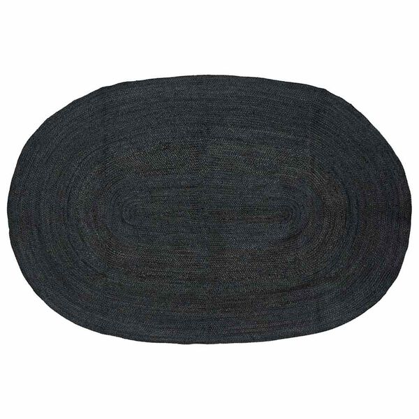 vidaXL Tapis de surface ovale Noir 152 x 245 cm Jute