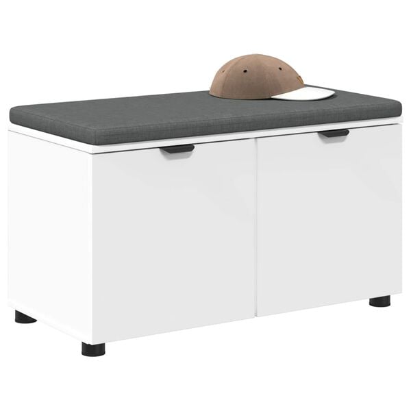 vidaXL Banc d'entr&eacute;e avec coussin avec stockage Blanc 80 x 46 x 46 cm