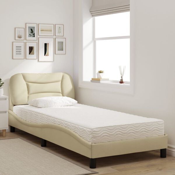 vidaXL Lit avec matelas Hvar cr&egrave;me 80x200 cm tissu