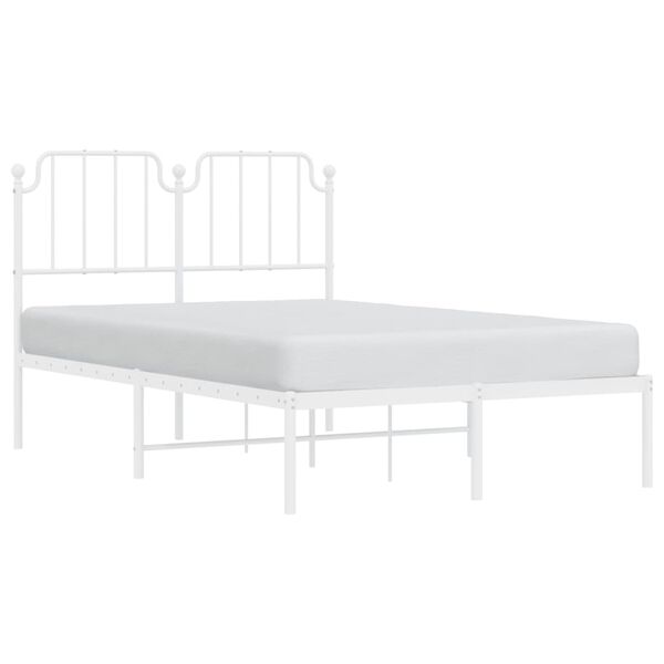 vidaXL Cadre de lit m&eacute;tal sans matelas et t&ecirc;te de lit blanc 120x200 cm