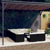 vidaXL Salon de jardin 13 pcs avec coussins Noir R&eacute;sine tress&eacute;e