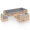 vidaXL Salon de jardin 10 pcs avec coussins Bois de pin massif
