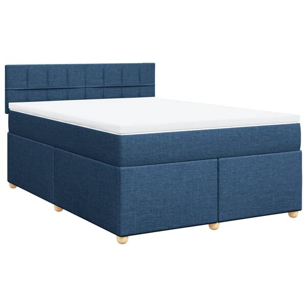vidaXL Sommier &agrave; lattes de lit avec matelas Bleu 160x200 cm Tissu