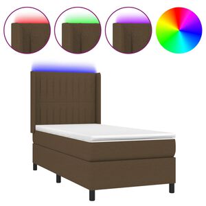 vidaXL Sommier &agrave; lattes de lit matelas LED Marron fonc&eacute; 80x200cm Tissu