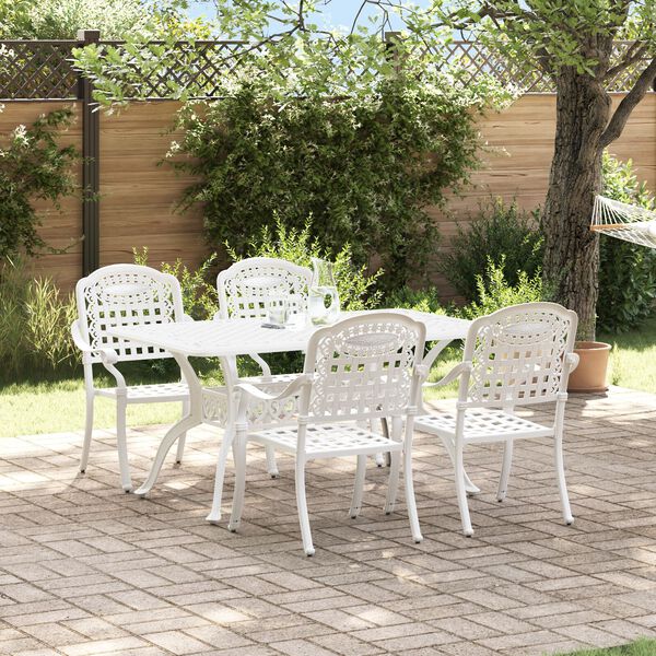 vidaXL Ensemble de salle à manger pour jardin 5 pcs Blanc Aluminium