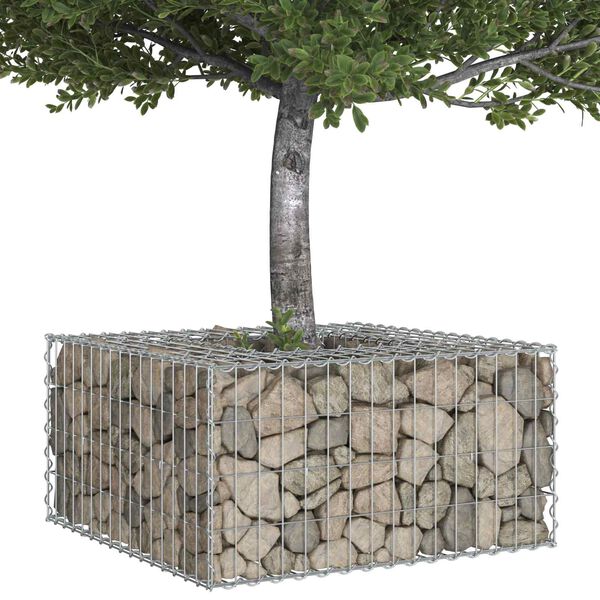vidaXL Lit sur&eacute;lev&eacute; gabion Argent&eacute; 80 x 80 x 40 cm Acier galvanis&eacute;