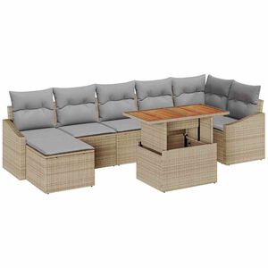 vidaXL Ensemble de canap&eacute; de jardin 8 pcs Beige Poly rotin