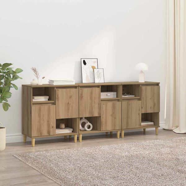 vidaXL Buffets 3 pcs Ch&ecirc;ne artisanal 60 x 35 x 70 cm Bois d'ing&eacute;nierie