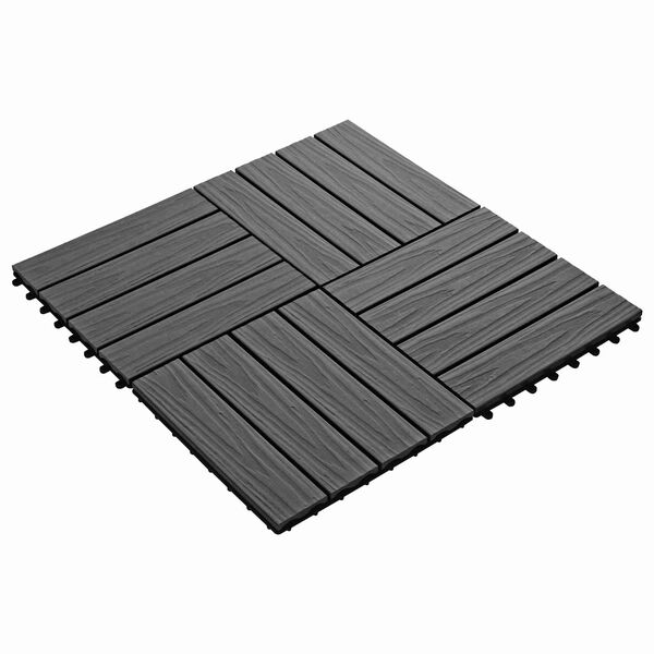 vidaXL Carreau de terrasse Design 3D 11 pcs Noir 30 x 30 cm WPC