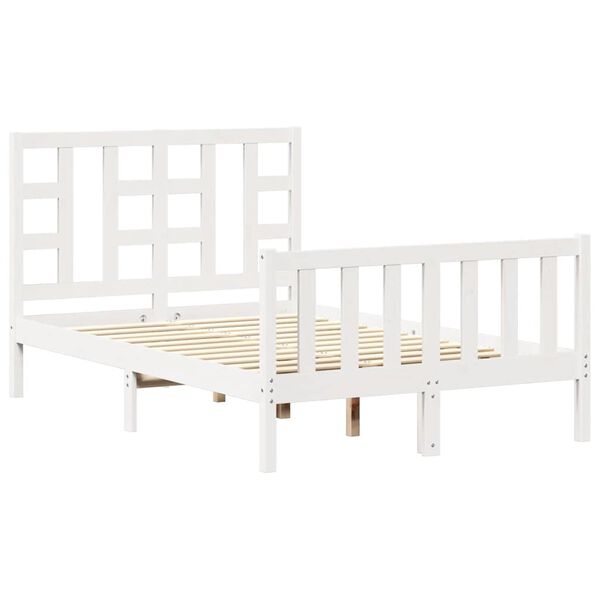 vidaXL Cadre de lit sans matelas blanc bois de pin massif