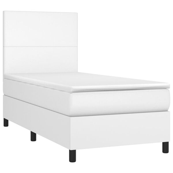 vidaXL Sommier &agrave; lattes de lit avec matelas Blanc 100x200cm Similicuir
