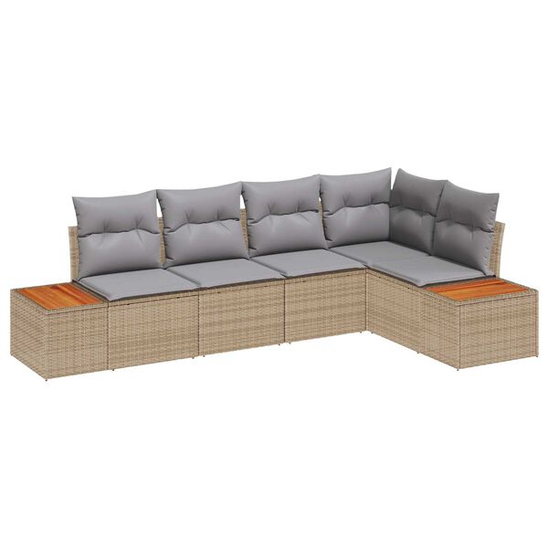 vidaXL Ensemble de canap&eacute; de jardin 5 pcs beige et gris clair