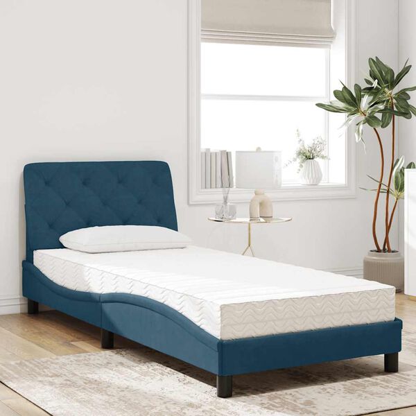 vidaXL Lit avec matelas bleu 80x200 cm velours