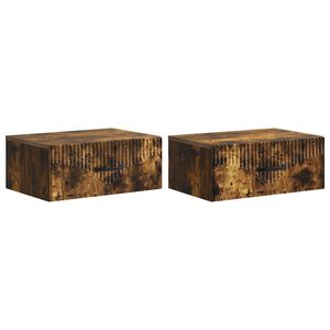 vidaXL Cabinet de chevet mural 2 pc Ch&ecirc;ne fum&eacute; 49 x 34,5 x 20 cm