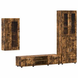 vidaXL Ensemble meuble TV FLORIN 3 pcs Ch&ecirc;ne fum&eacute; Bois d'ing&eacute;nierie