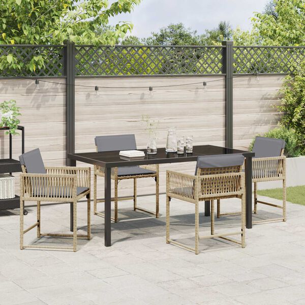 vidaXL Ensemble de salle à manger pour jardin 5 pcs Beige polyrotin