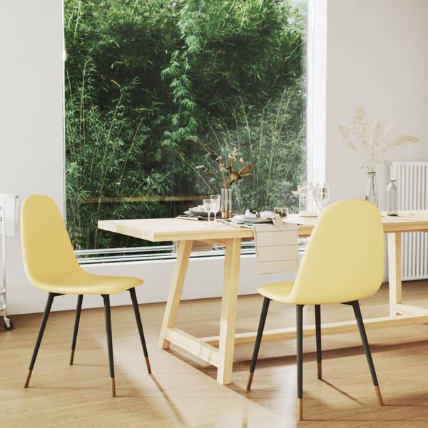 vidaXL Chaises &agrave; manger lot de 2 jaune moutarde tissu