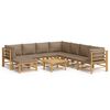 vidaXL Salon de jardin 9 pcs avec coussins taupe bambou