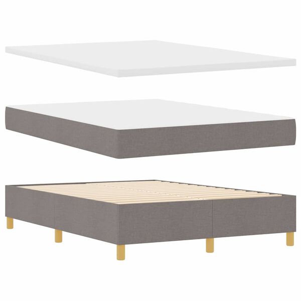 vidaXL Lit &agrave; ressorts avec matelas Taupe 140 x 190 cm tissu