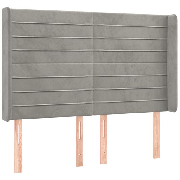 vidaXL Tête de lit à LED Gris clair 147x16x118/128 cm Velours