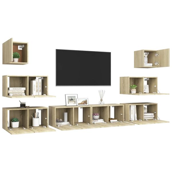 vidaXL Ensemble de meubles TV 8 pcs Ch&ecirc;ne sonoma Bois d'ing&eacute;nierie