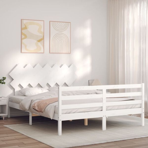 vidaXL Cadre de lit sans matelas blanc 140x200 cm bois massif
