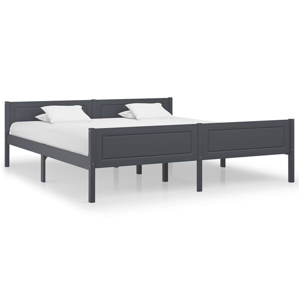 vidaXL Cadre de lit sans matelas bois massif de pin gris 180x200 cm