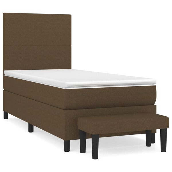 vidaXL Sommier &agrave; lattes de lit avec matelas Marron fonc&eacute; 90x190 cm