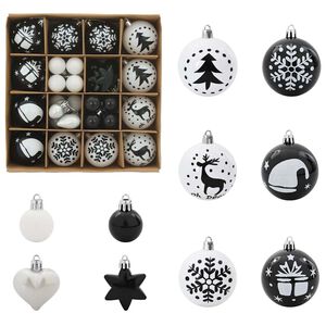 vidaXL Ensemble de Boules de No&euml;l 40 pc Noir et Blanc &Oslash; 6 cm Plastique