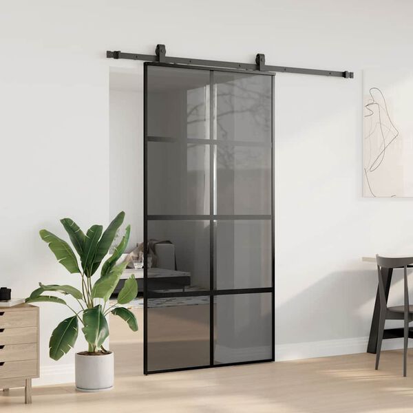 vidaXL Porte coulissante avec kit de quincaillerie noir 102,5x205 cm