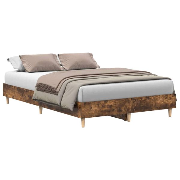 vidaXL Cadre de lit sans matelas chêne fumé 120x190 cm bois ingénierie