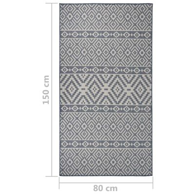 vidaXL Tapis à tissage plat d'extérieur 80x150 cm Rayures bleues