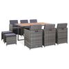vidaXL Salon de jardin 11 pcs R&eacute;sine tress&eacute;e bois d'acacia Anthracite