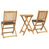 vidaXL Ensemble bistro de jardin 3 pcs Marron Bois d'acacia massif