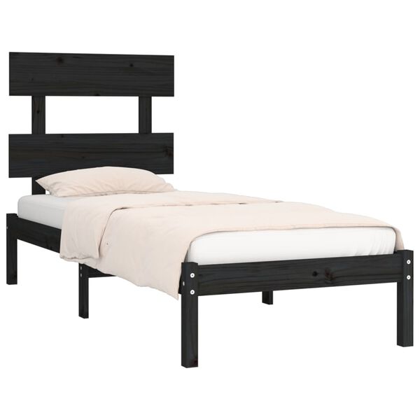 vidaXL Cadre de lit sans matelas noir 100x200 cm bois massif