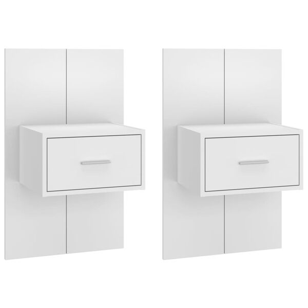 vidaXL Tables de chevet murales 2 pcs Blanc brillant
