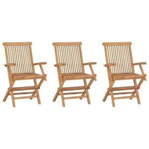 vidaXL Chaises pliantes 3 pi&egrave;ces en teck massif