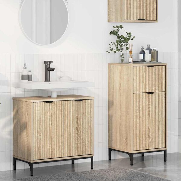 vidaXL Ensemble de mobilier de salle de bain 2 pcs Ch&ecirc;ne Sonoma