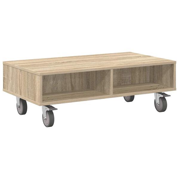 vidaXL Table d'appoint avec roues Ch&ecirc;ne Sonoma 90 x 50 x 30 cm
