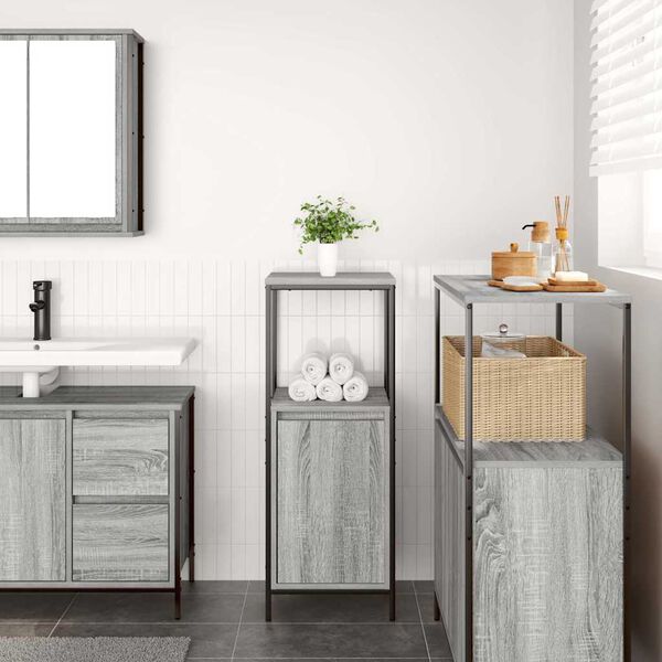 vidaXL Meuble de salle de bain avec étagères sonoma gris 36x35x95 cm